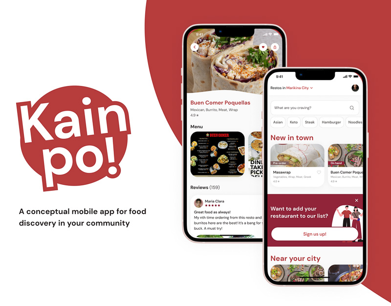 Mockup screen for the Kain po! concept